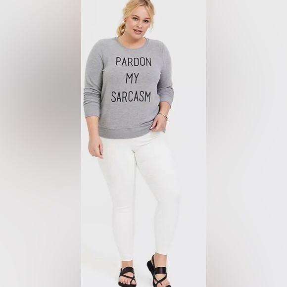 Torrid Pardon My Sarcasm Gray Hacci Sweatshirt SZ 0. - Picture 3 of 7